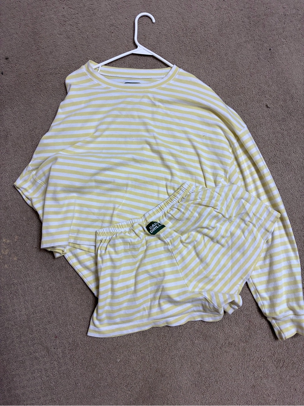 Daily Drills Yellow & White Striped Long Sleeve Top and Shorts
